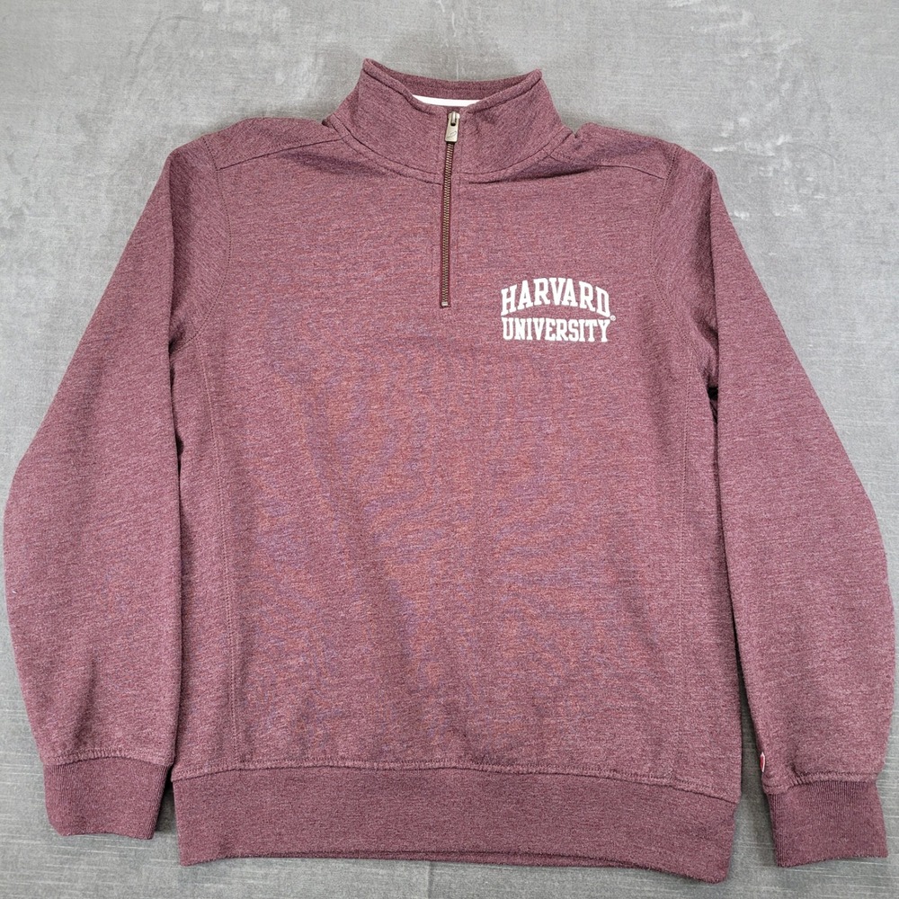 League Harvard‎ University Triblend Sweats 1/4 Zip Pullover Maroon Mens Small